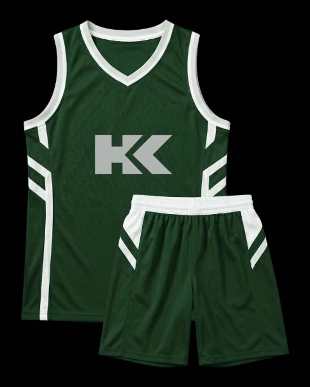 Side Stripe Basketball Uniform in Bottle Green