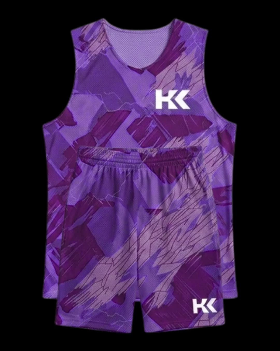 Abstract Print Basketball Uniform in Purple