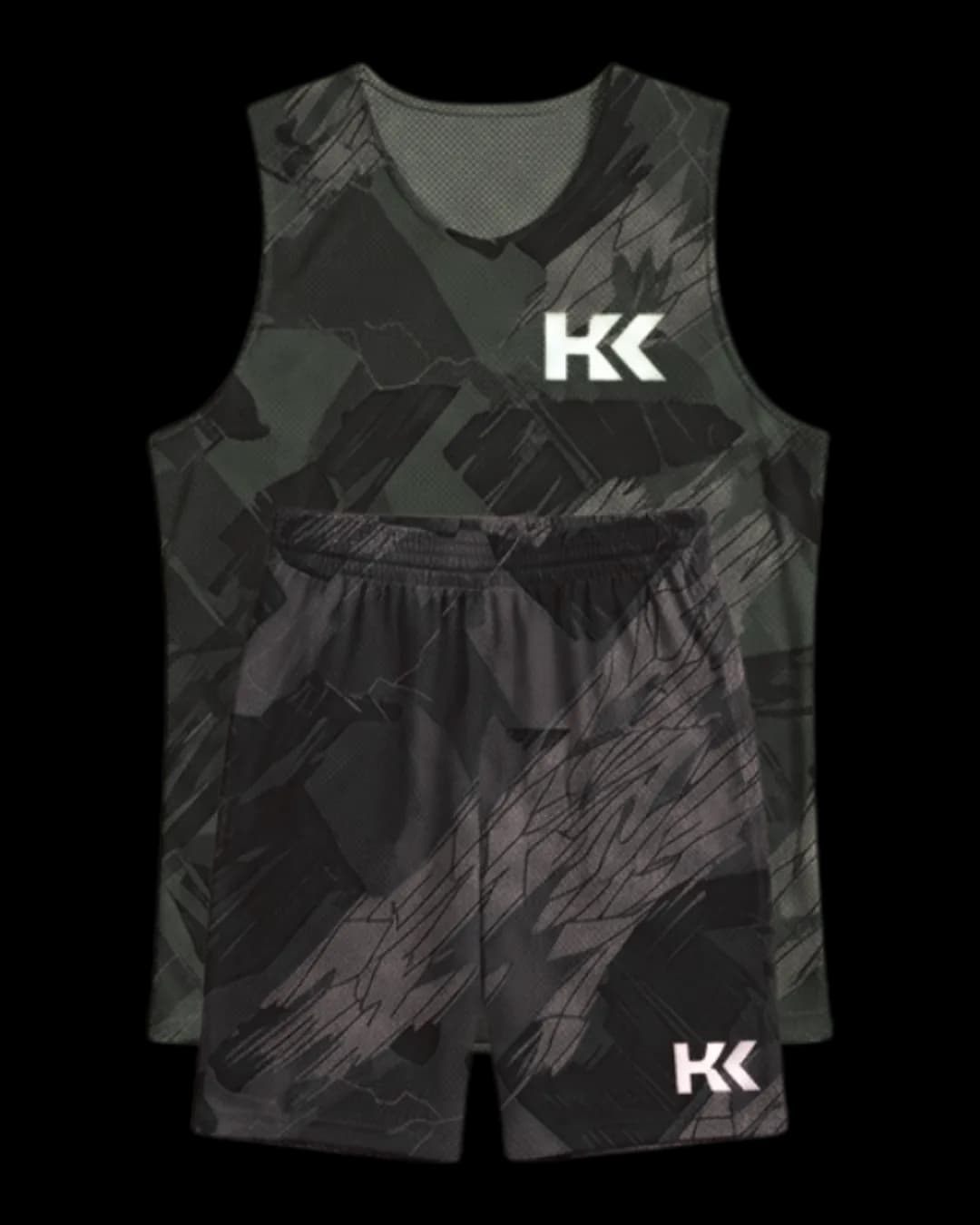 Abstract Print Basketball Uniform in Charcoal