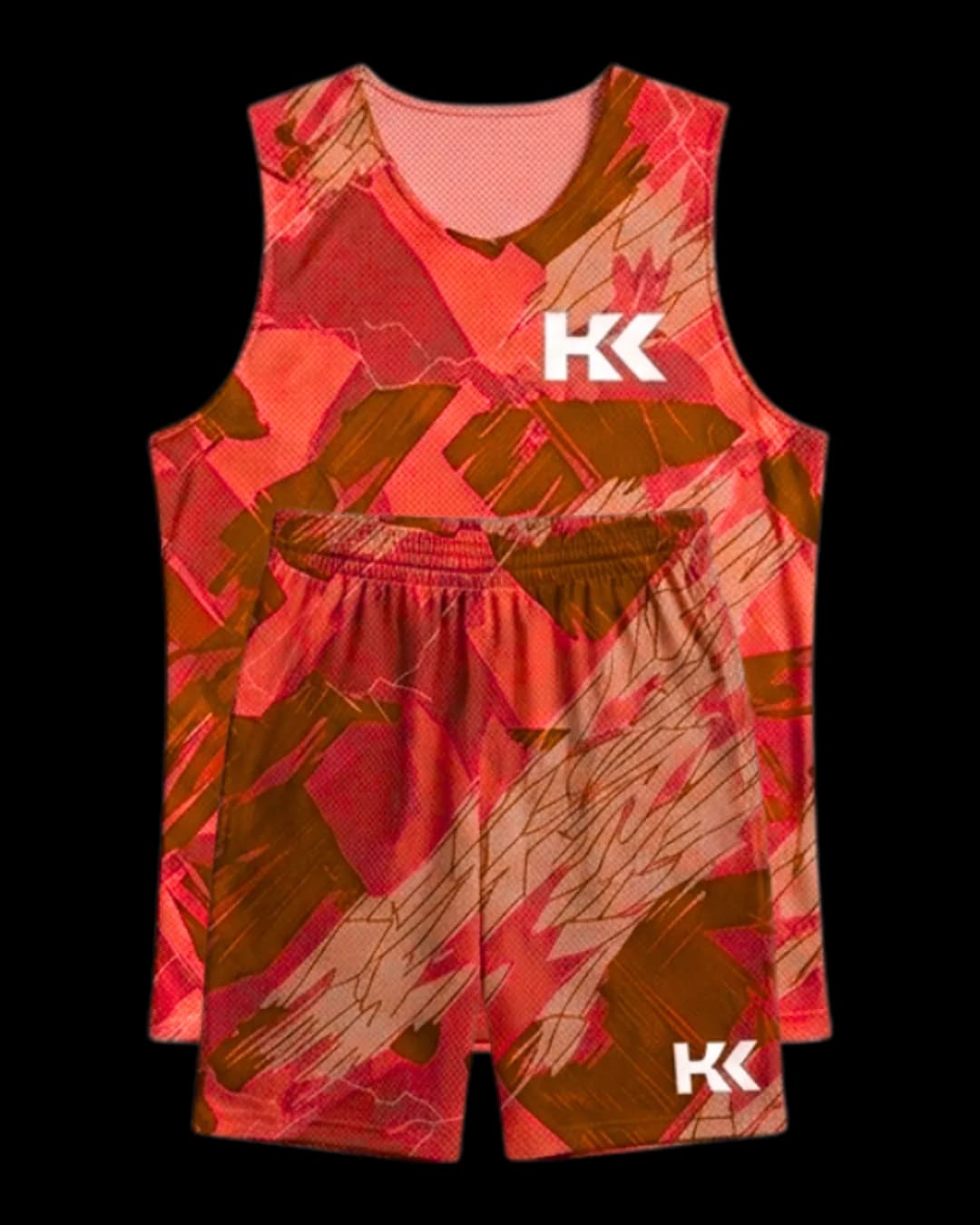 Abstract Print Basketball Uniform in Red