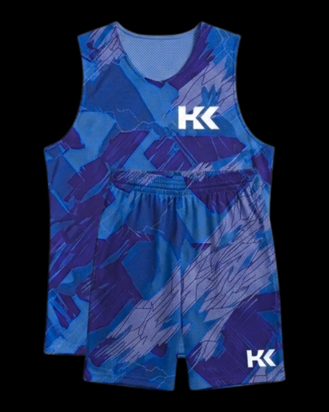 Abstract Print Basketball Uniform in Royal Blue