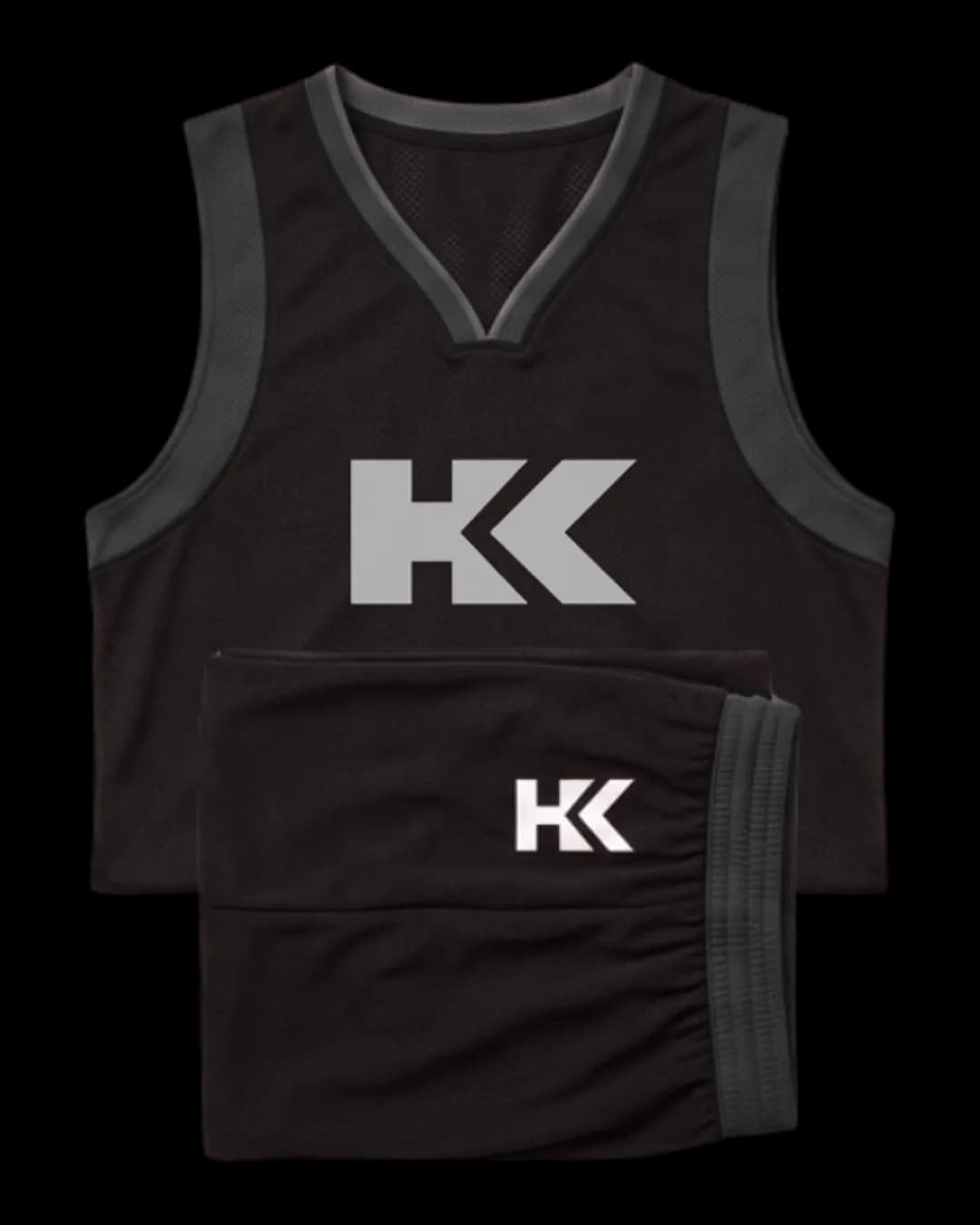 Contrast Trim Basketball Uniform in Black