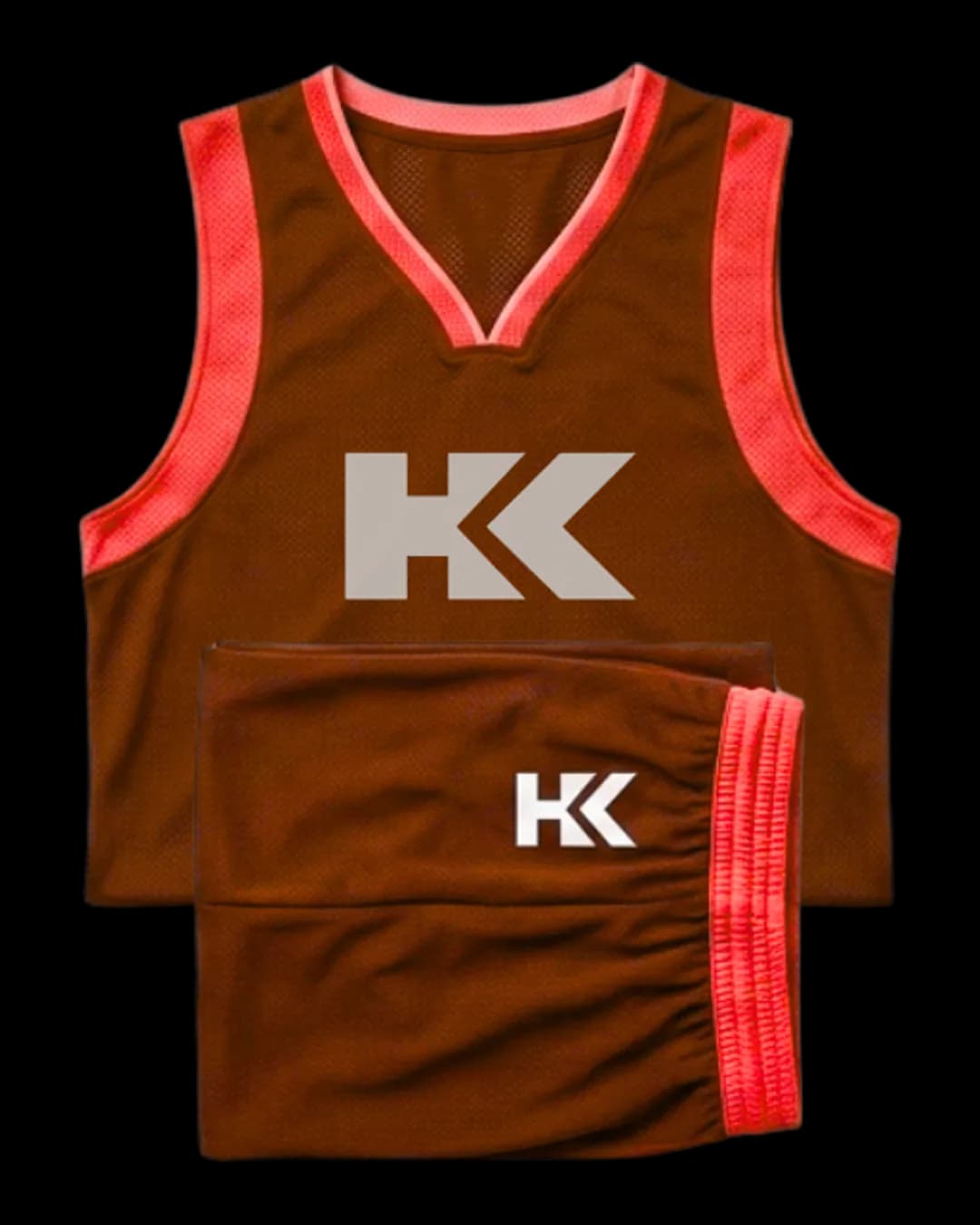 Contrast Trim Basketball Uniform in Brown