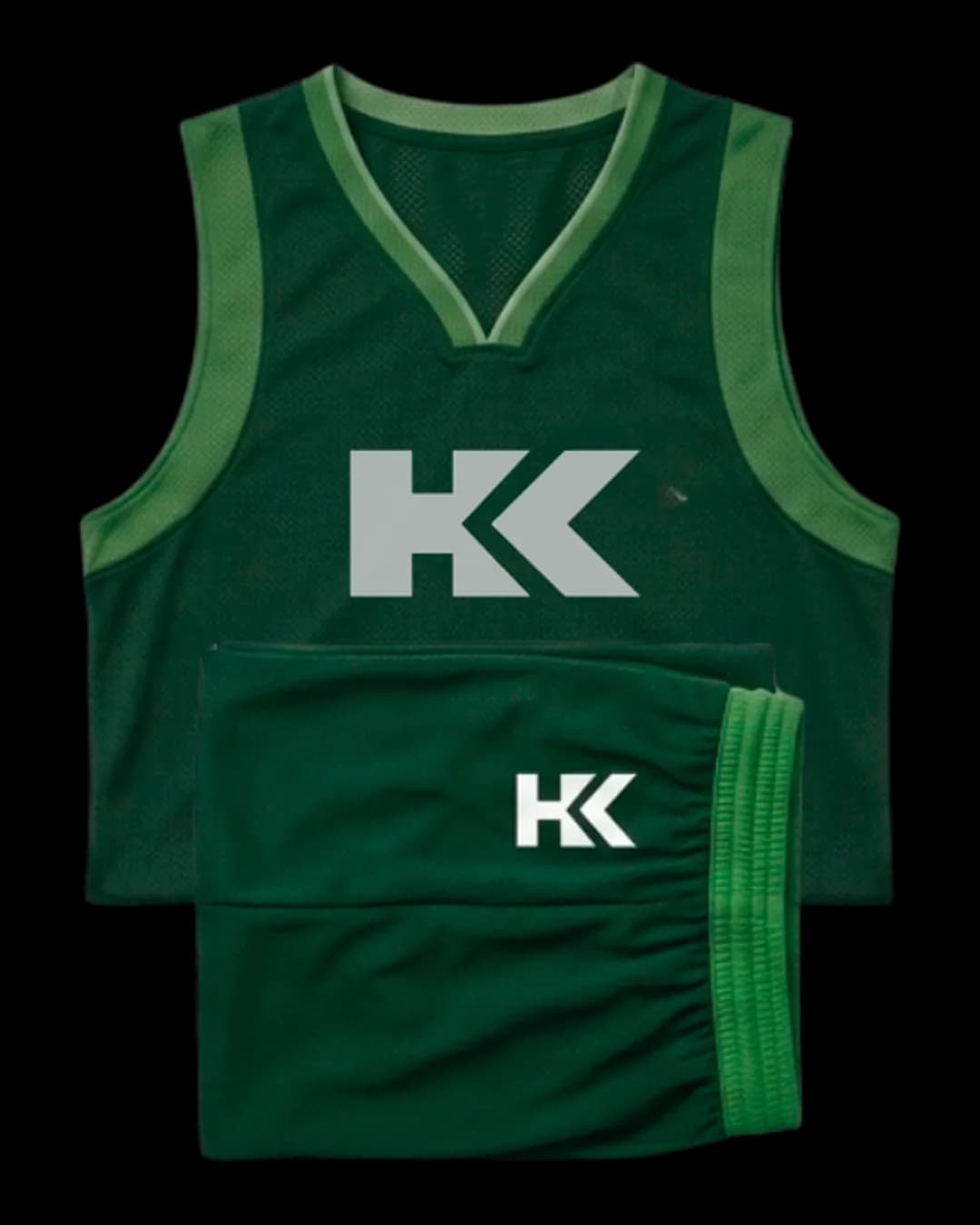 Contrast Trim Basketball Uniform in Bottle Green