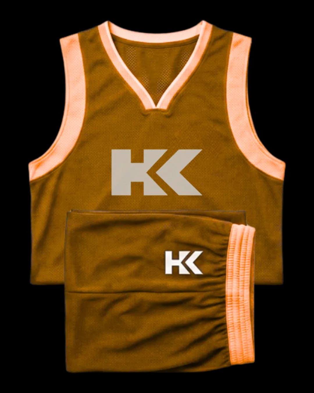 Contrast Trim Basketball Uniform in Orange