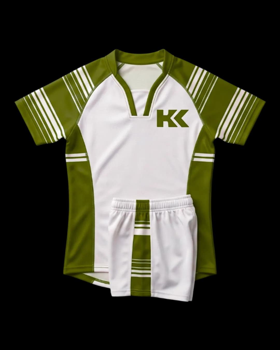 Striped Sleeve Rugby Uniform in Olive