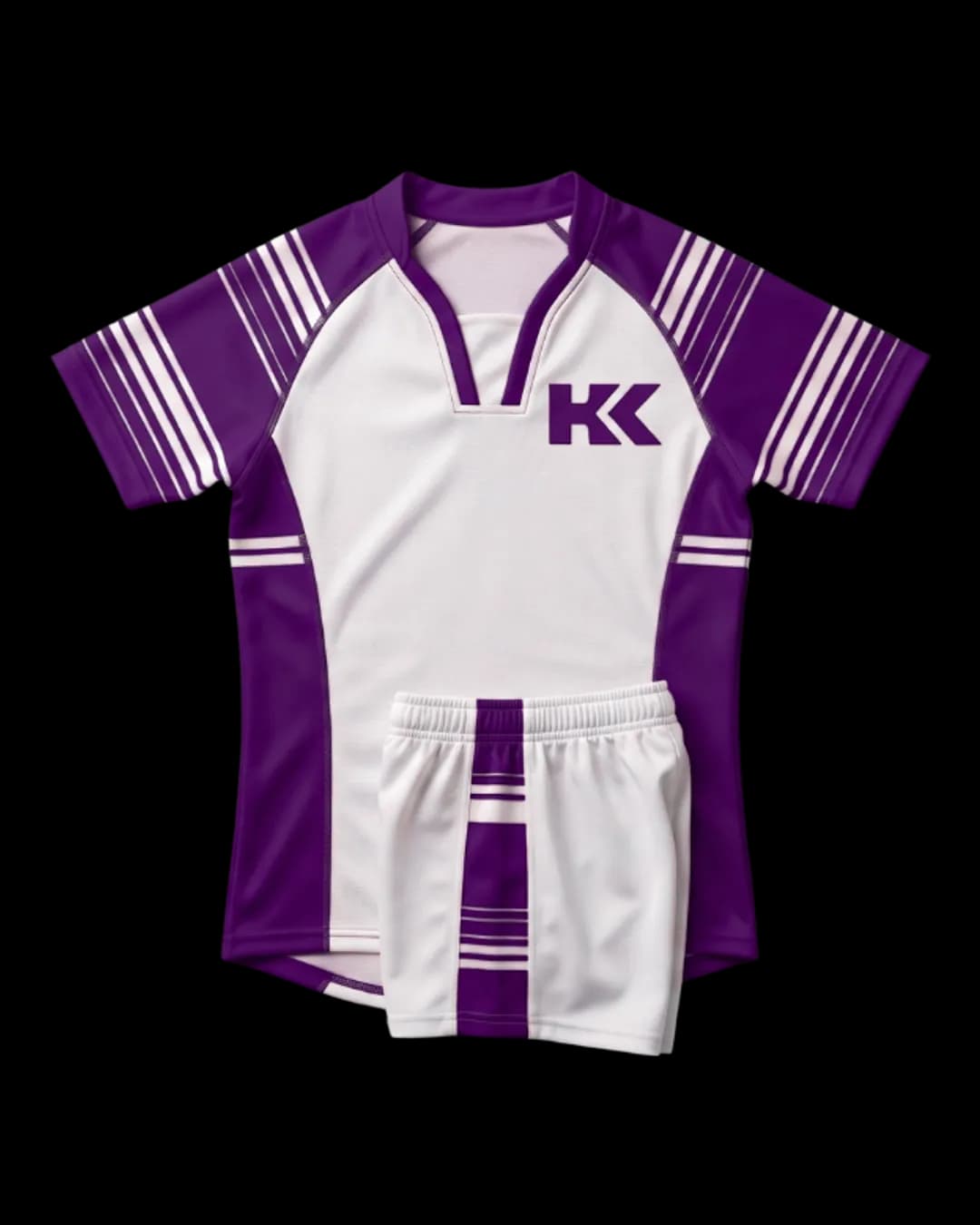 Striped Sleeve Rugby Uniform in Dark Purple