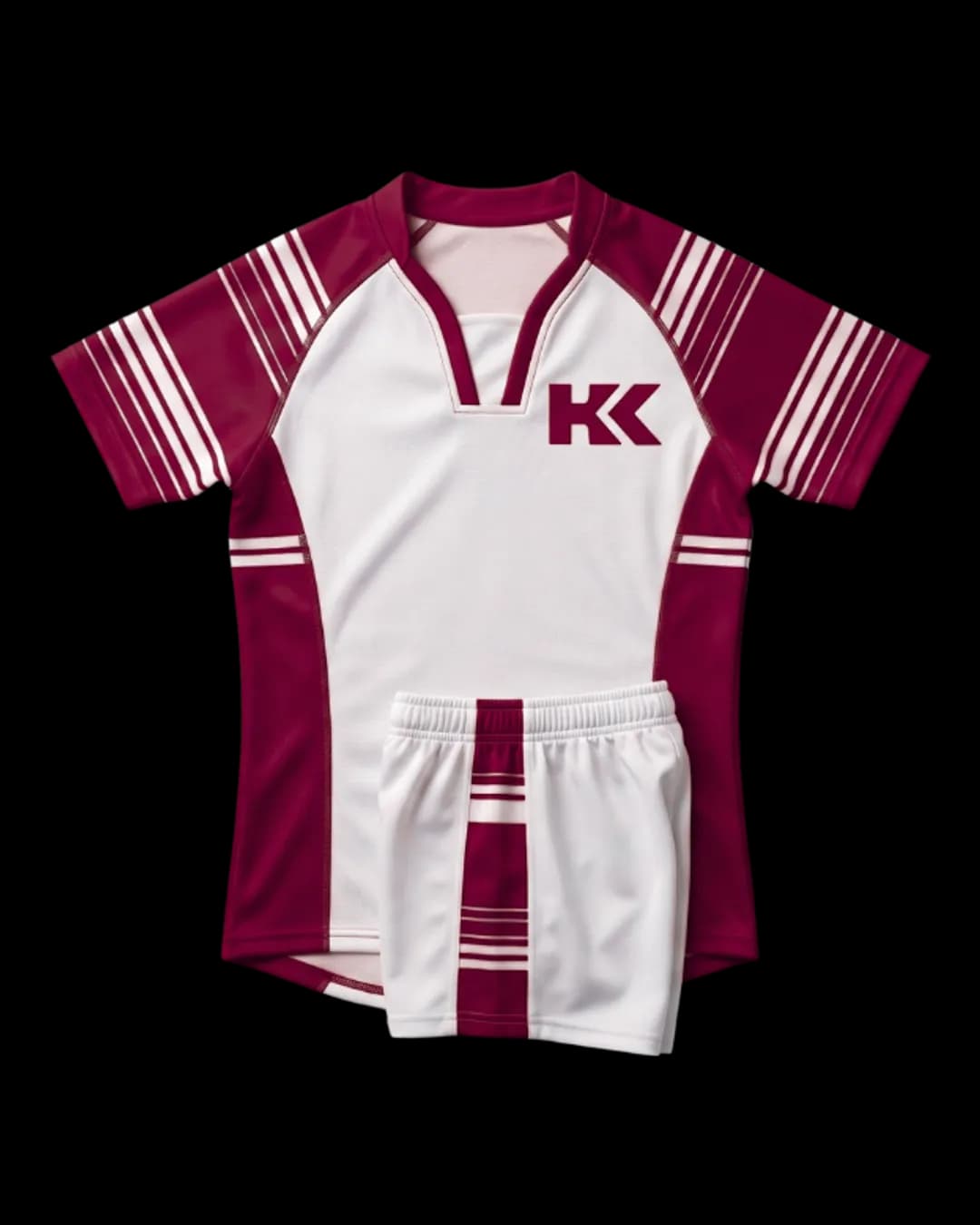 Striped Sleeve Rugby Uniform in Burgundy