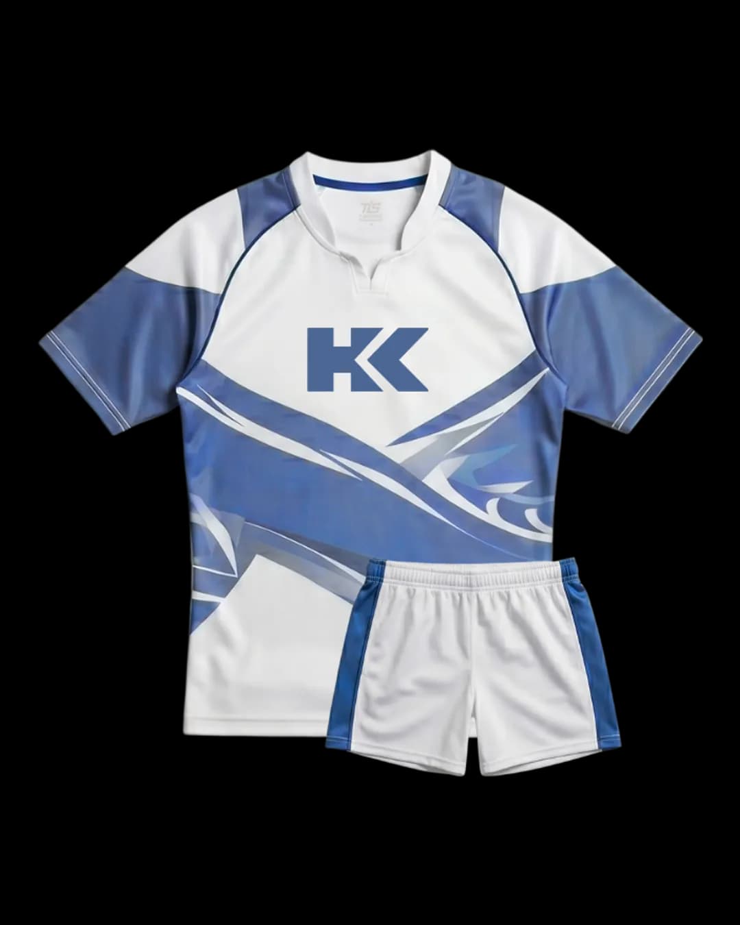 Wave Print Rugby Uniform in Steel Blue