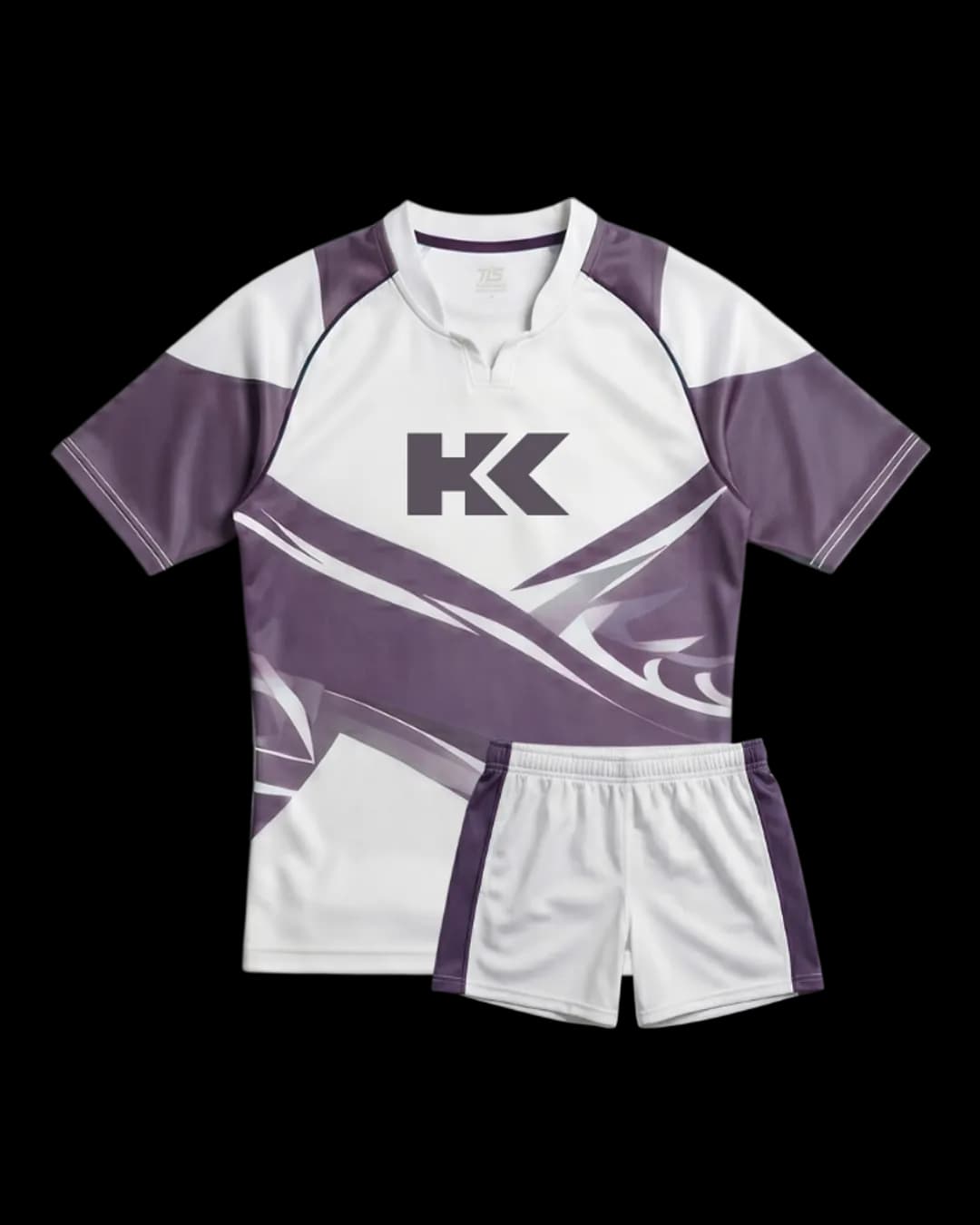 Wave Print Rugby Uniform in Burgundy