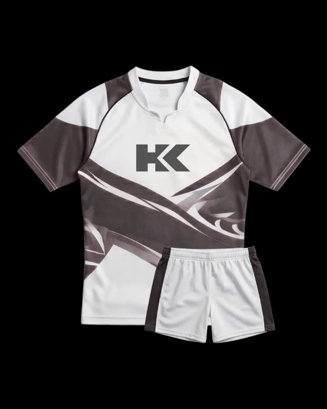Wave Print Rugby Uniform in Charcoal