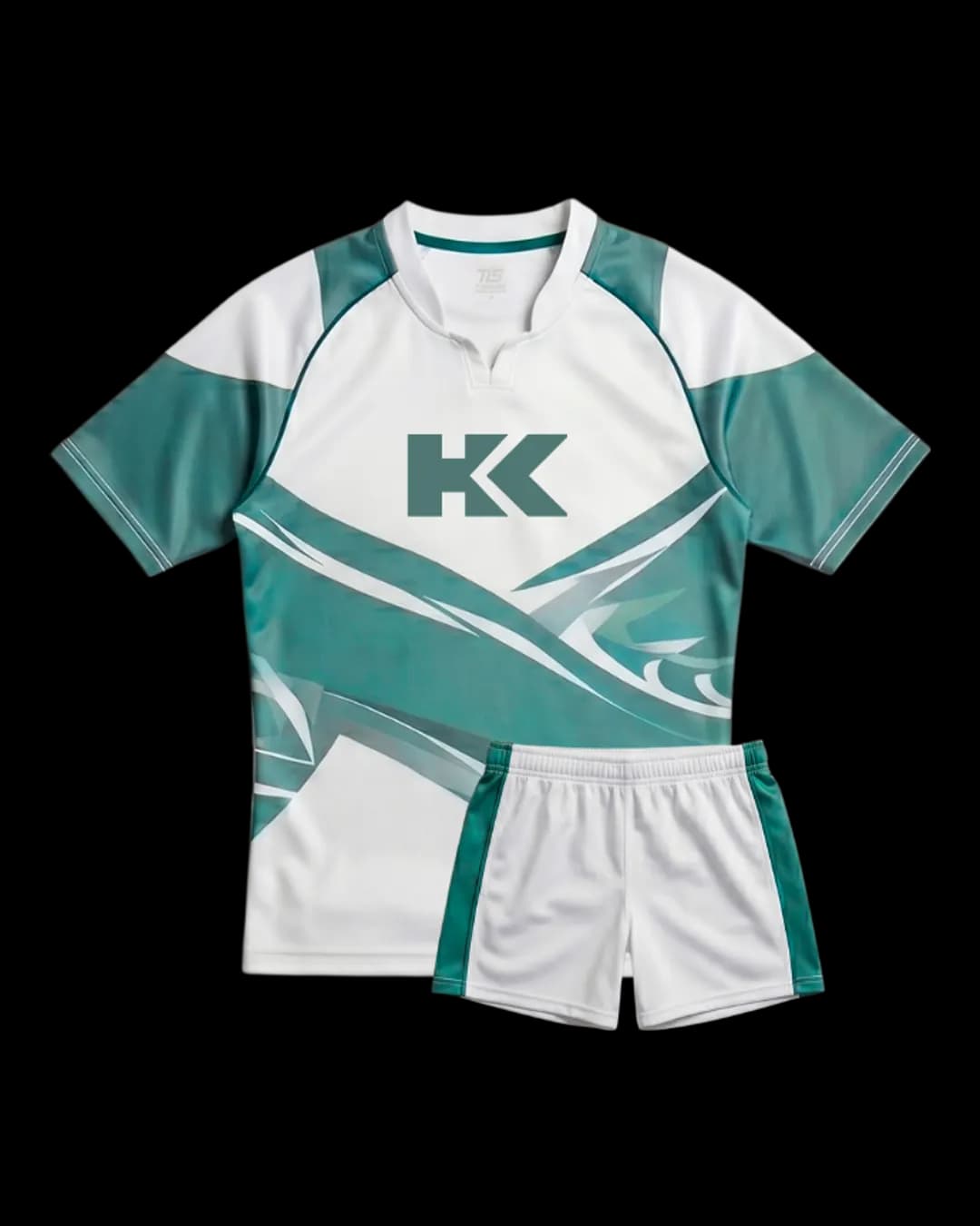 Wave Print Rugby Uniform in Teal