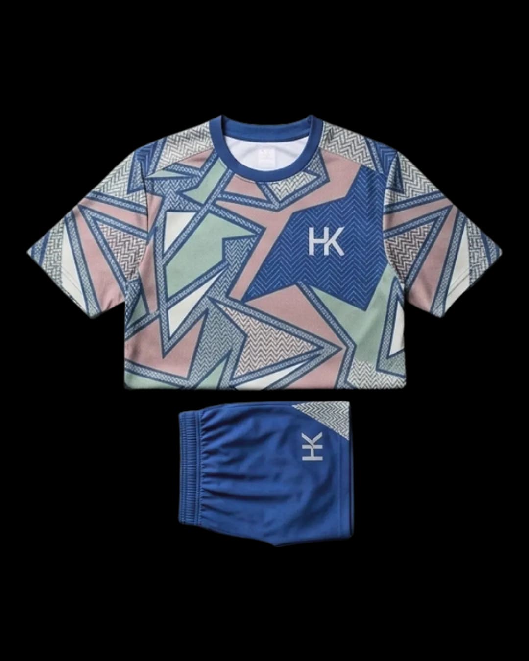 Abstract Print Soccer Kit in Royal Blue