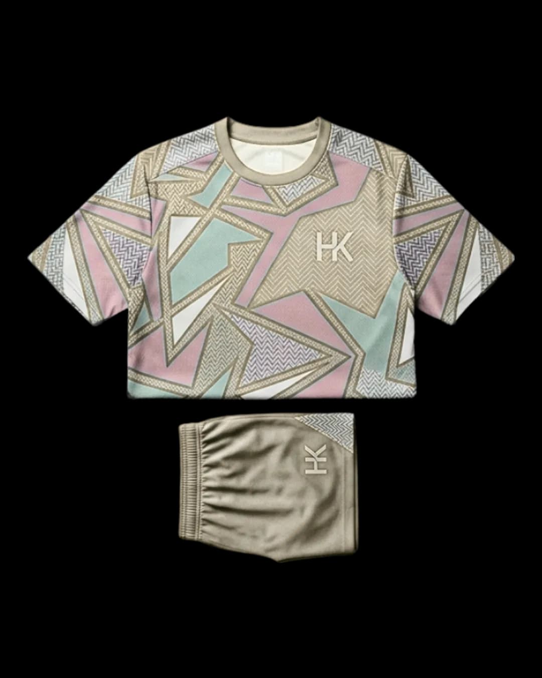 Abstract Print Soccer Kit in Khaki