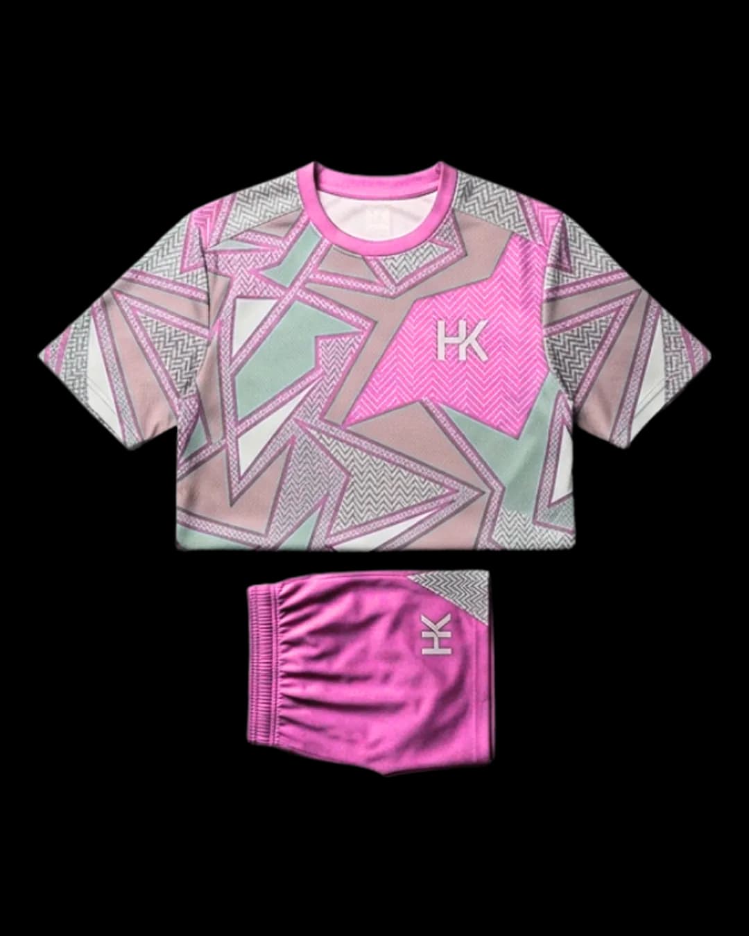 Abstract Print Soccer Kit in Pink