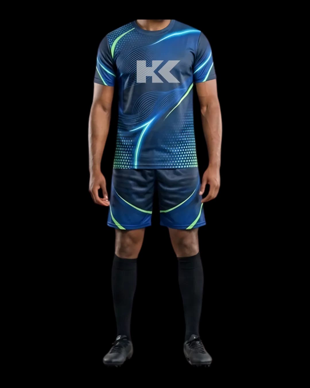 Light Trail Soccer Kit worn by a model