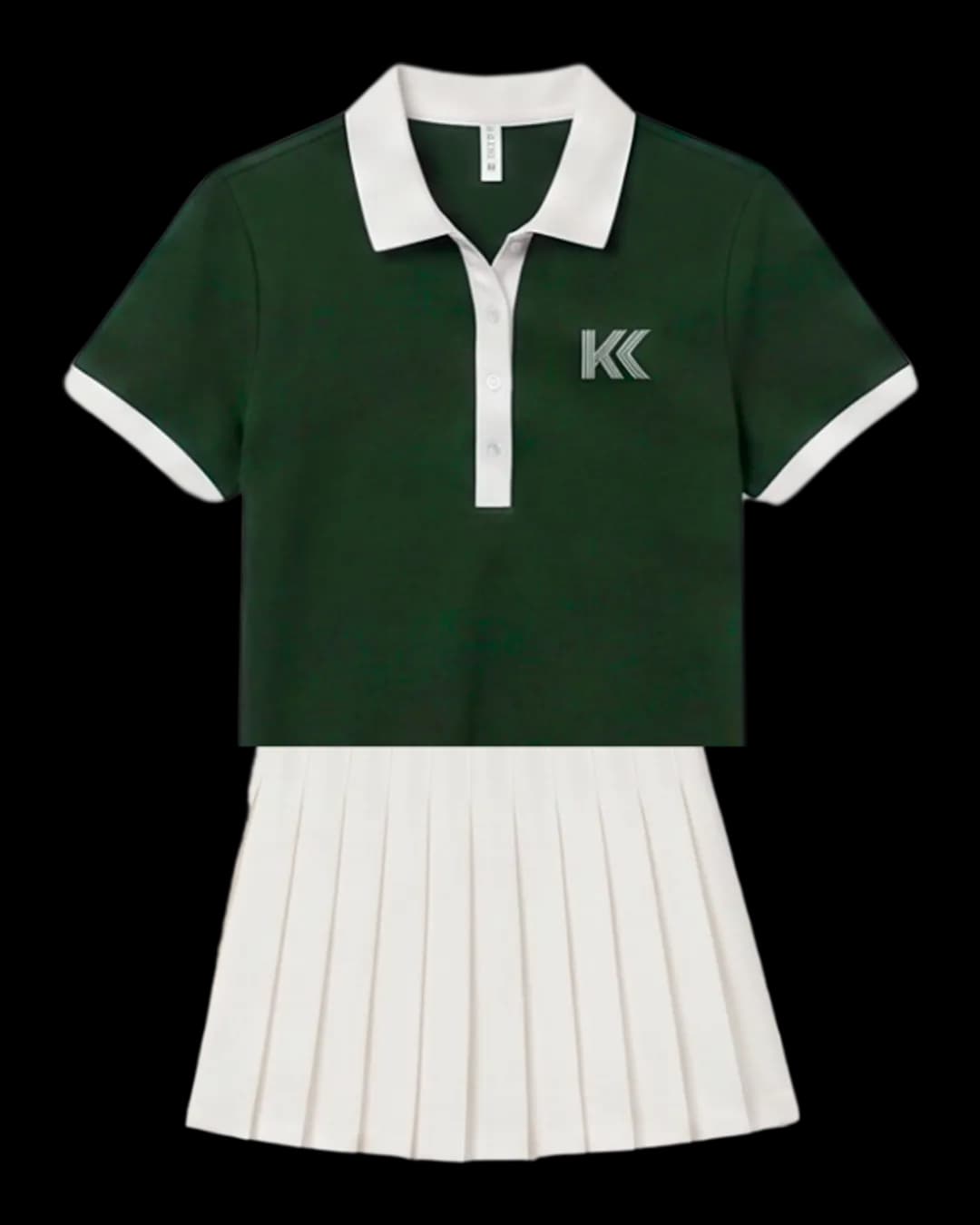 Polo and Pleated Skirt Tennis Set in Bottle Green