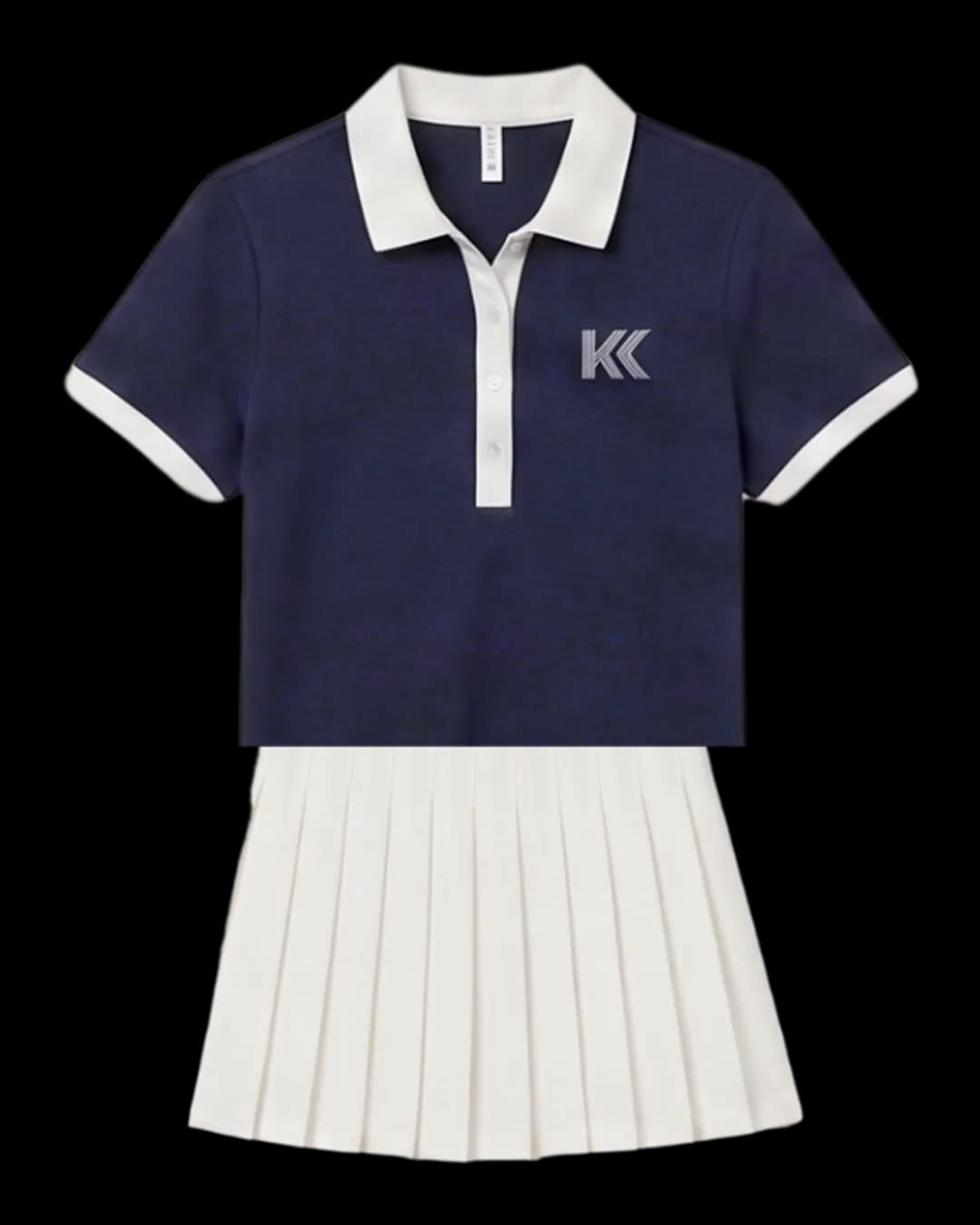 Polo and Pleated Skirt Tennis Set in Navy
