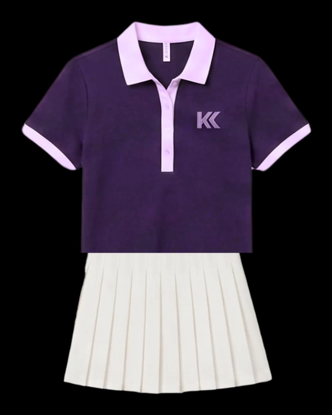 Polo and Pleated Skirt Tennis Set in Purple