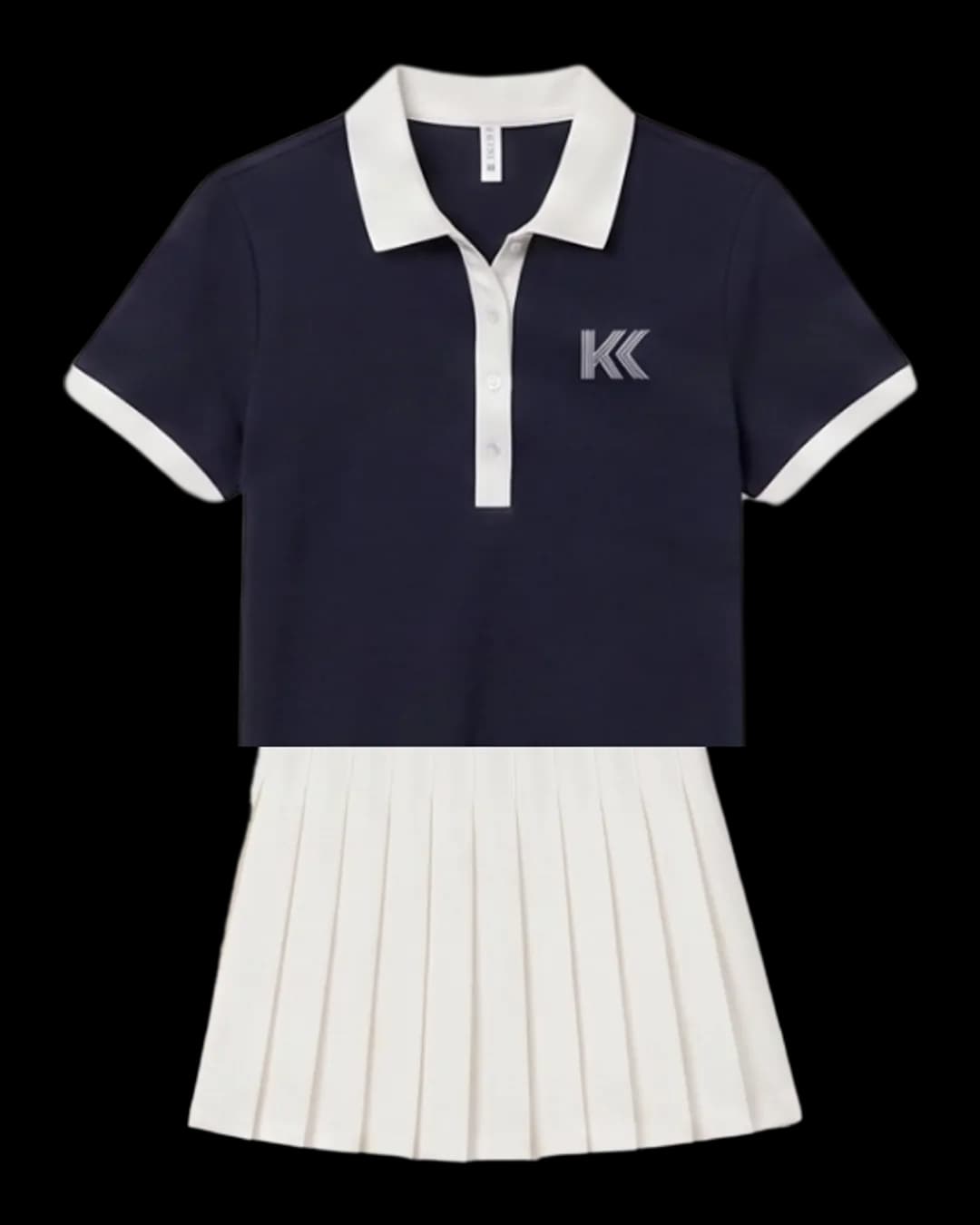 Polo and Pleated Skirt Tennis Set in Dark Navy
