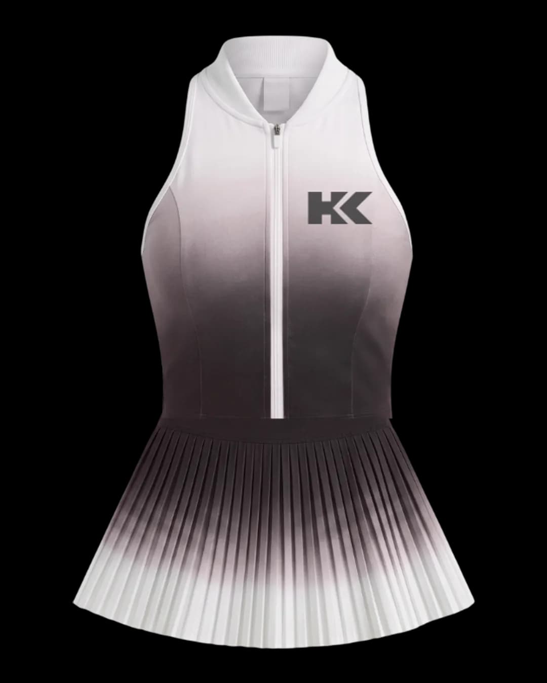 Gradient Zip Tennis Dress in Charcoal