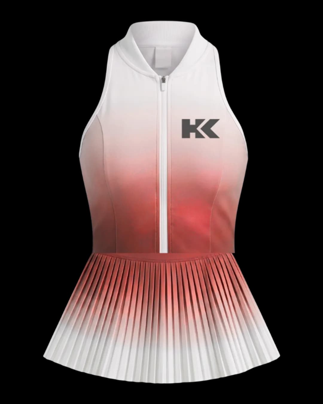 Gradient Zip Tennis Dress in Red