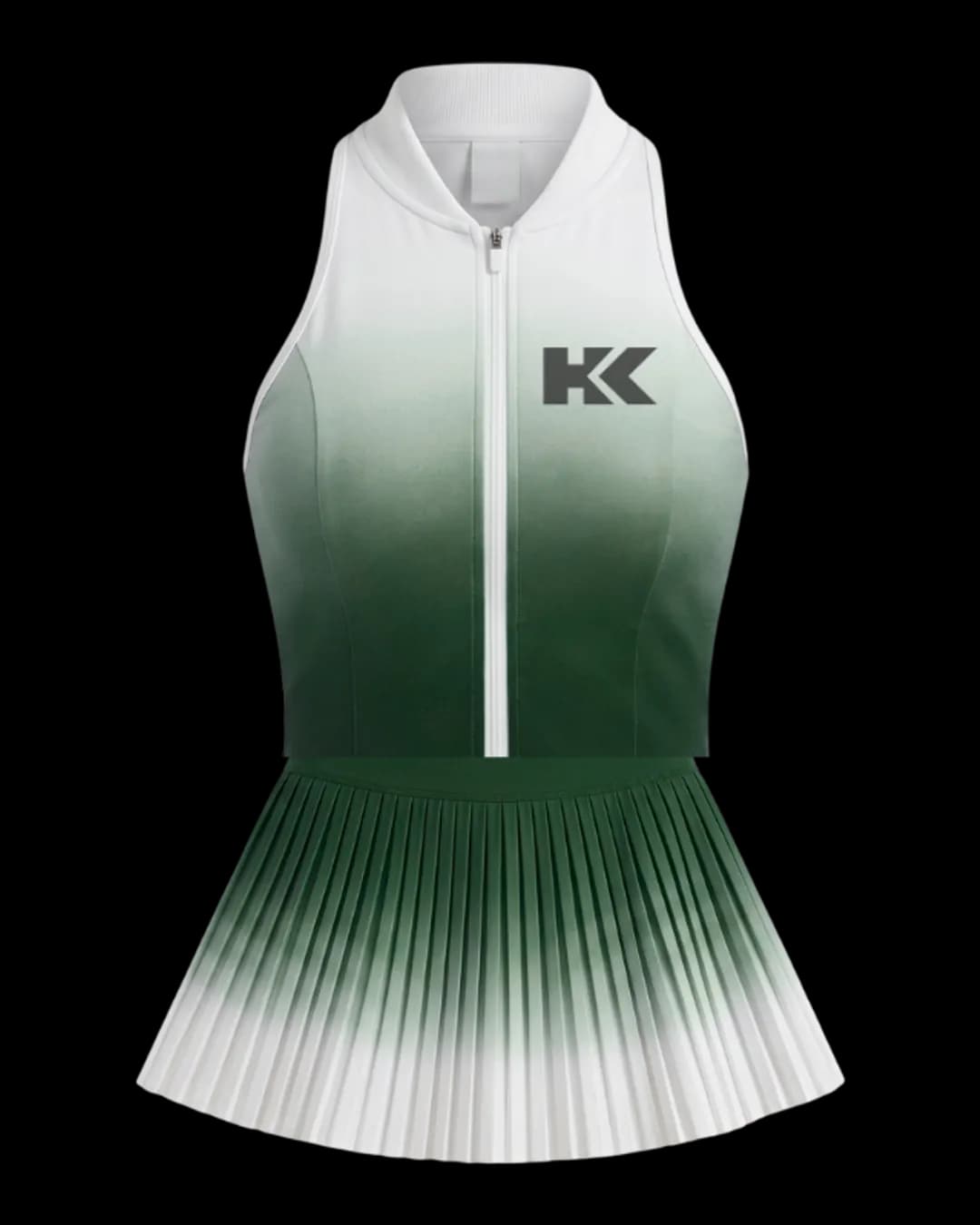 Gradient Zip Tennis Dress in Bottle Green