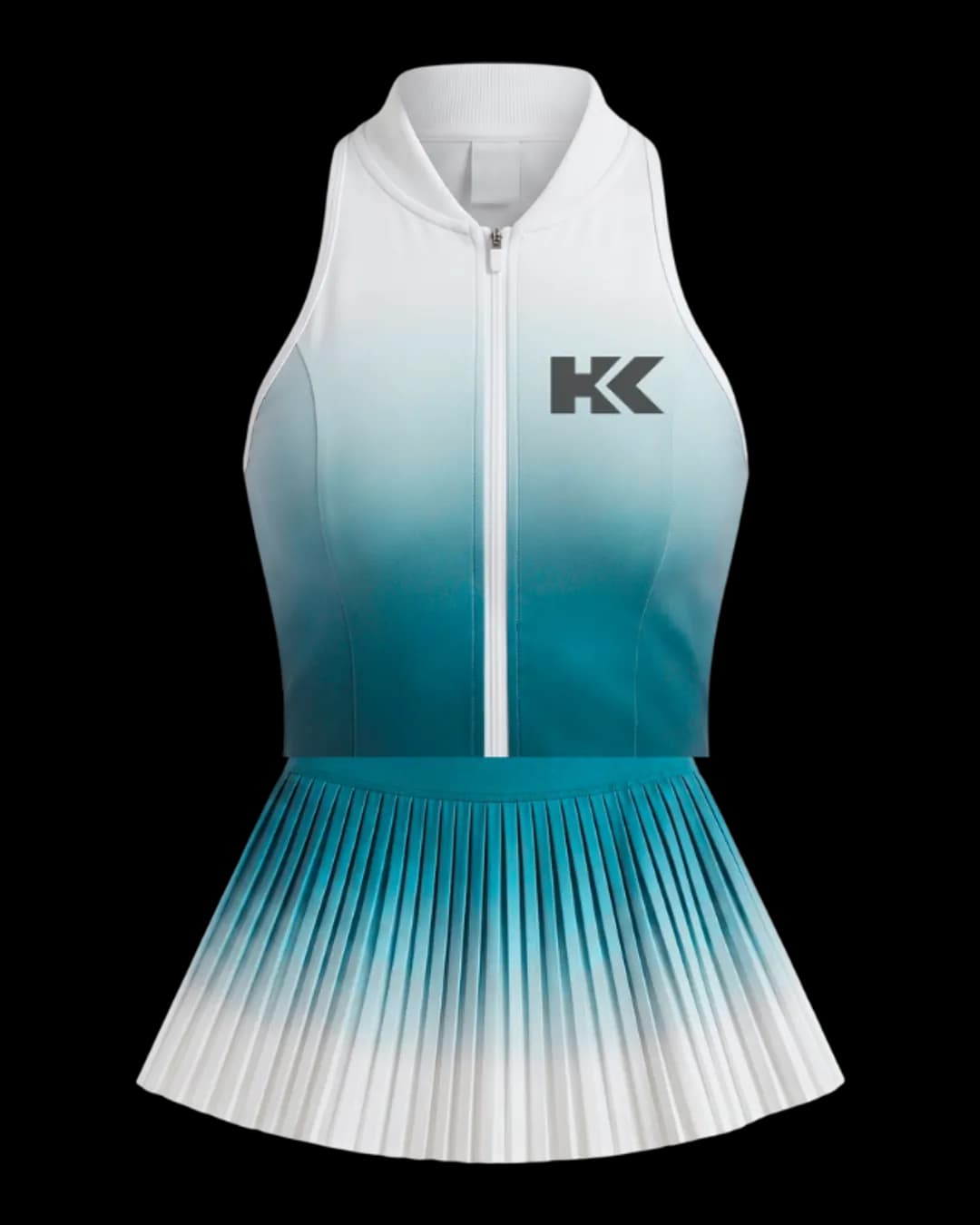 Gradient Zip Tennis Dress in Teal