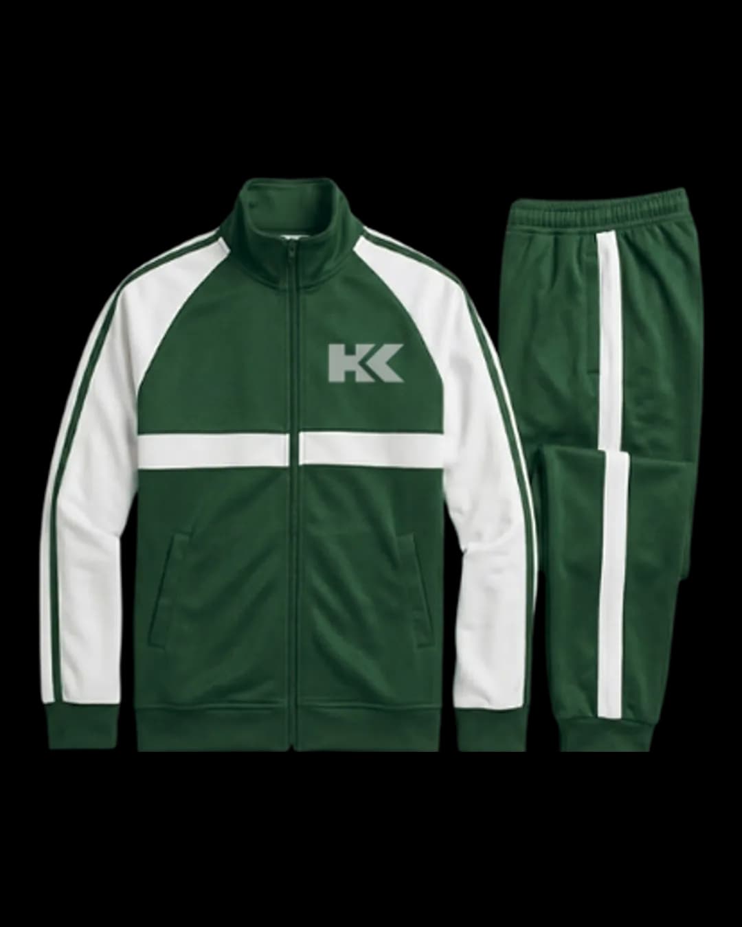Contrast Sleeve Tracksuit in Bottle Green