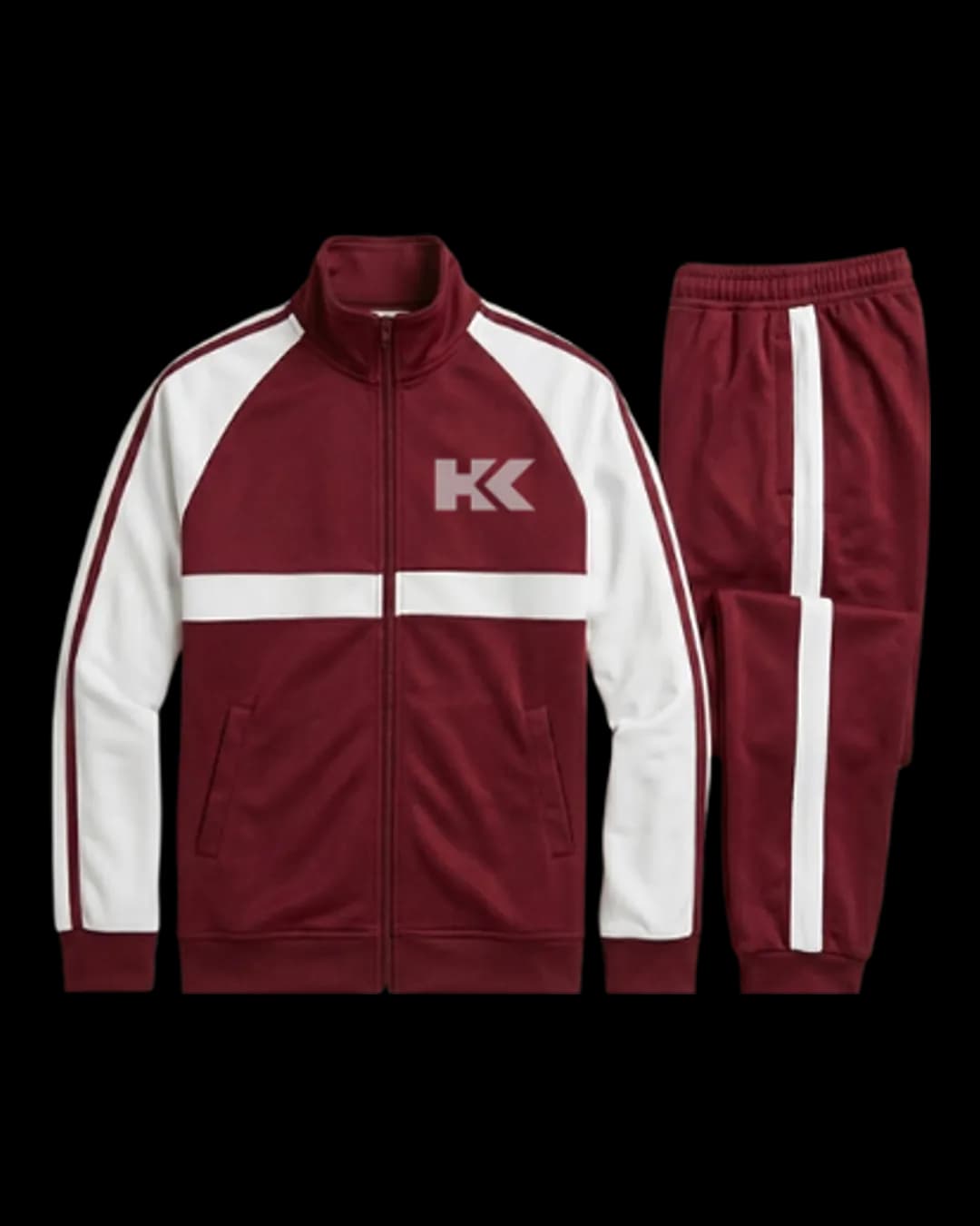 Contrast Sleeve Tracksuit in Maroon