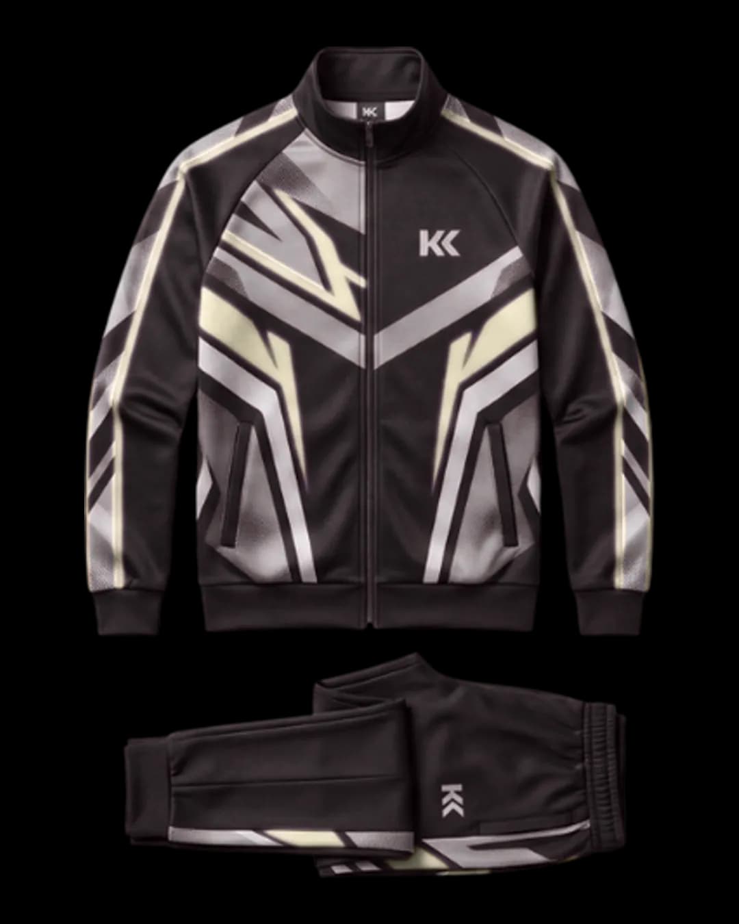 Graphic Panel Tracksuit in Black