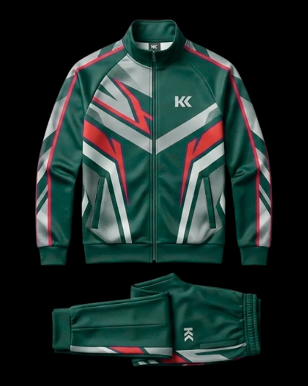 Graphic Panel Tracksuit in Green
