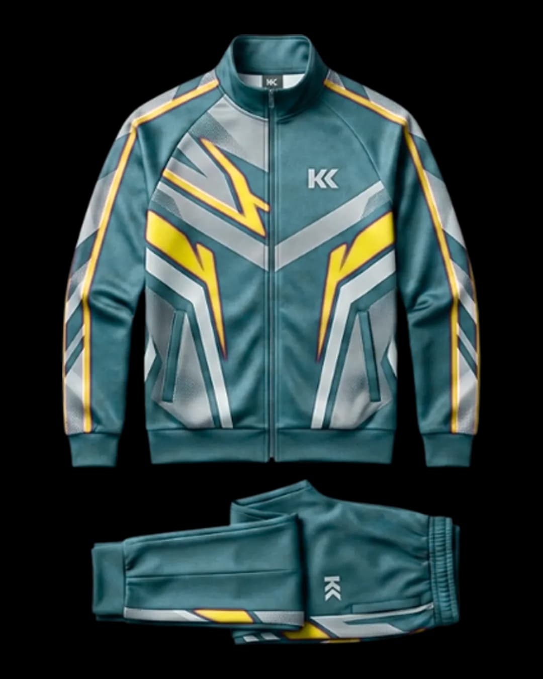 Graphic Panel Tracksuit in Teal