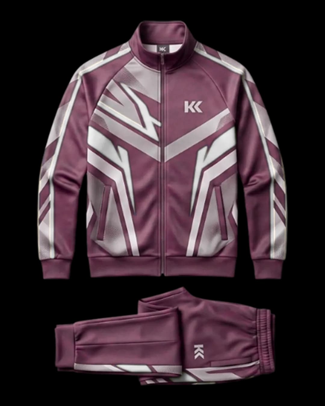 Graphic Panel Tracksuit in Burgundy
