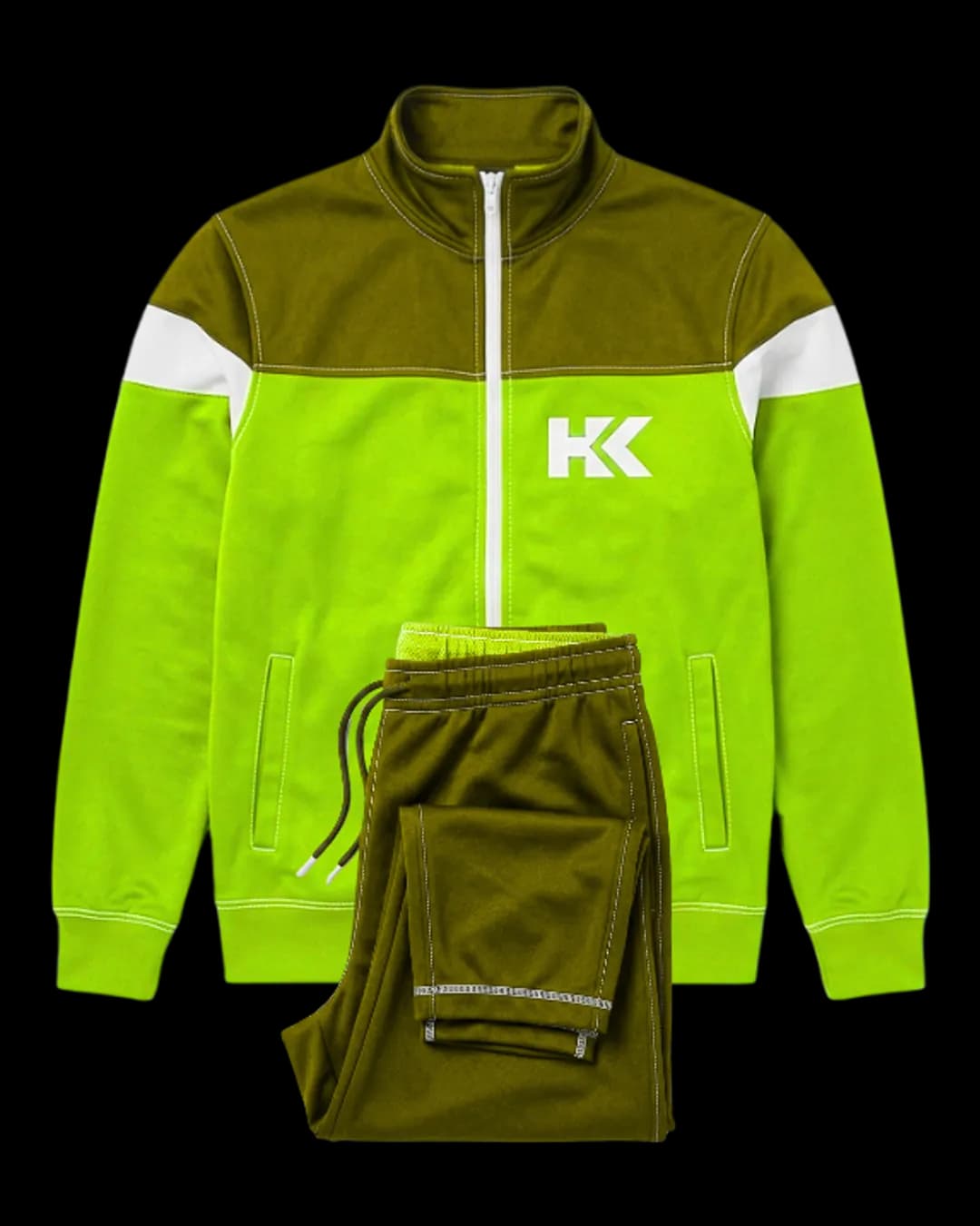 Colour Block Tracksuit in Lime