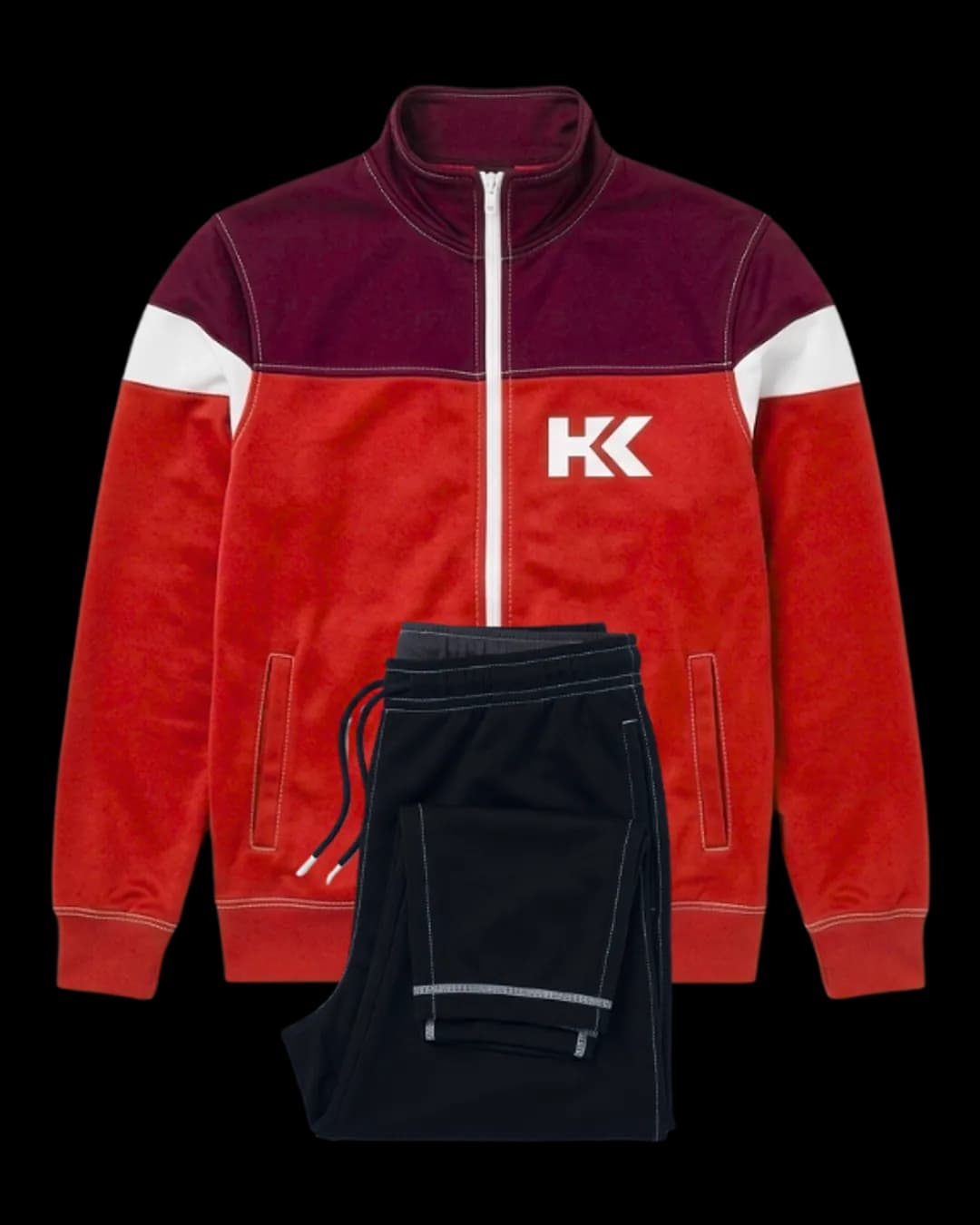 Colour Block Tracksuit in Red