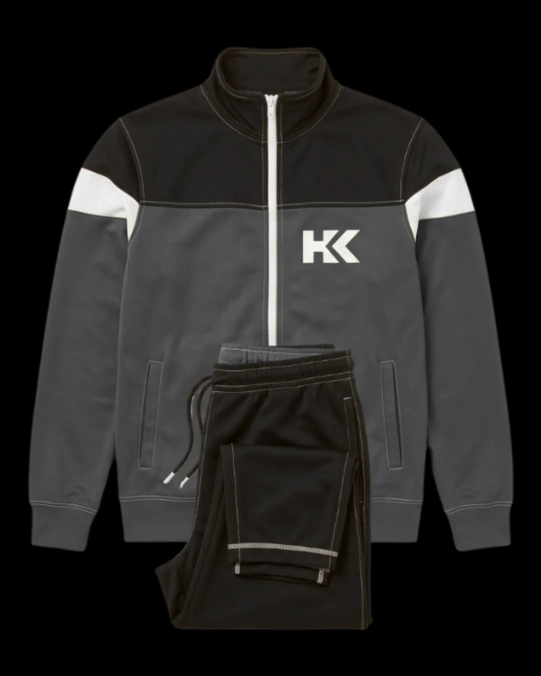 Colour Block Tracksuit in Charcoal