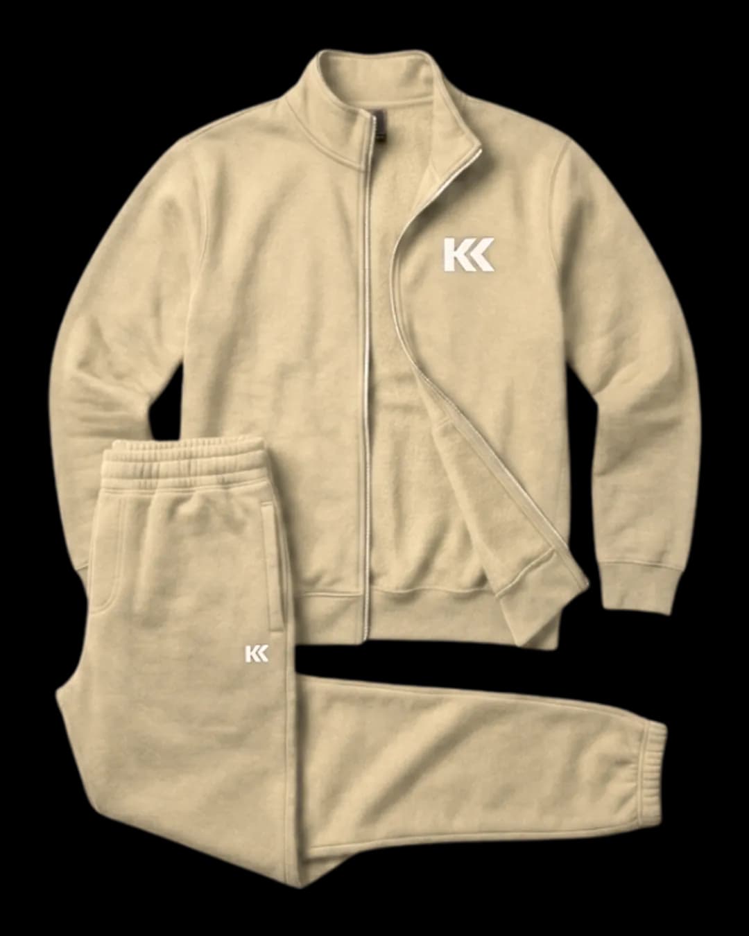 Classic Zip Tracksuit in Beige
