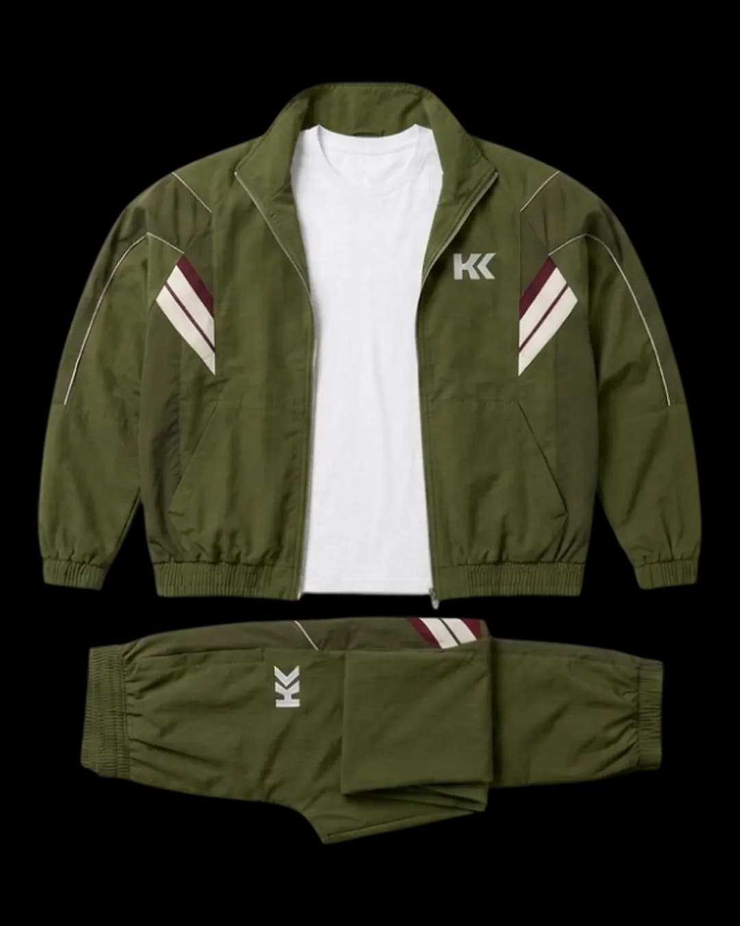 Woven Shell Tracksuit in Olive