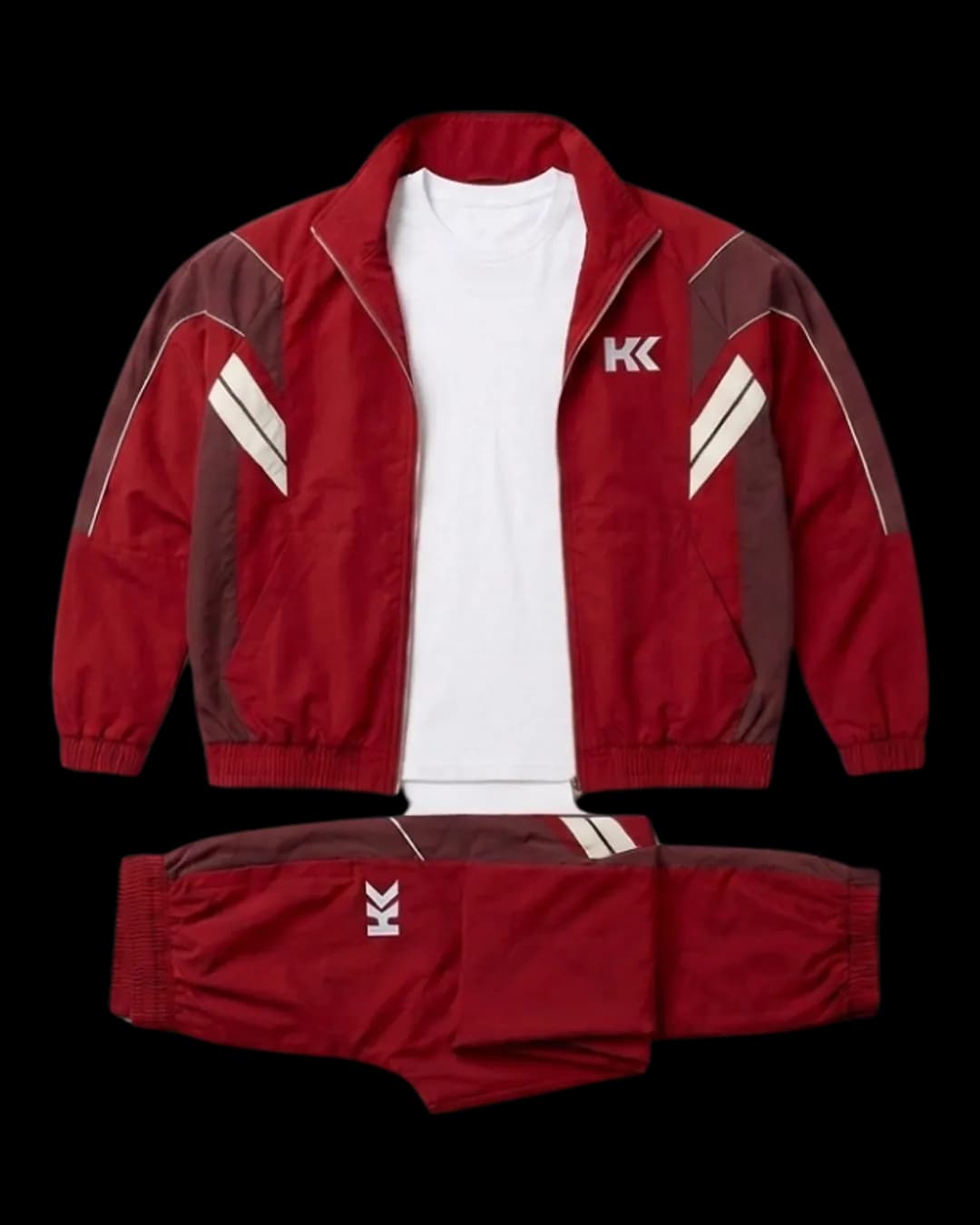 Woven Shell Tracksuit in Red