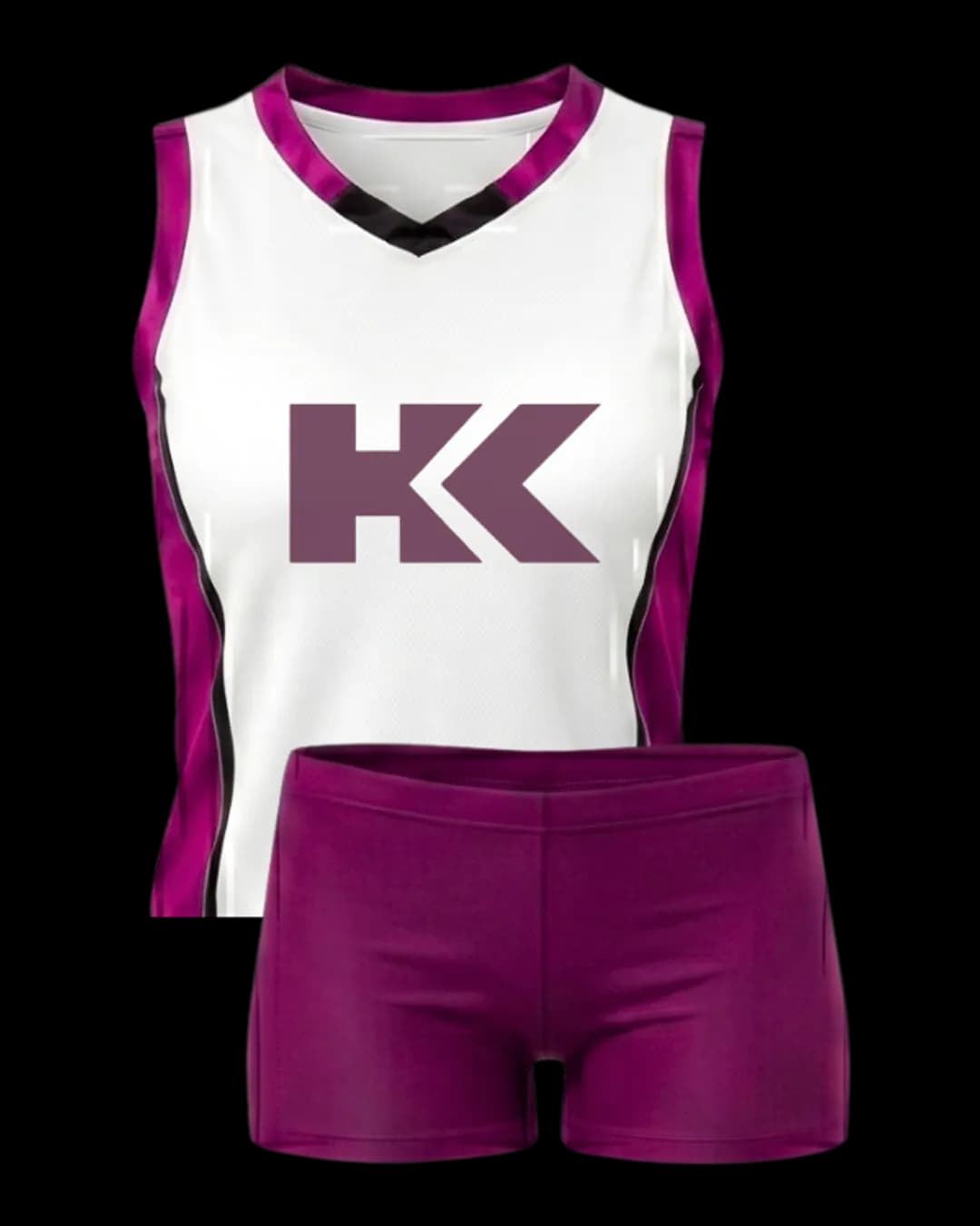 Contrast Trim Volleyball Uniform in Burgundy