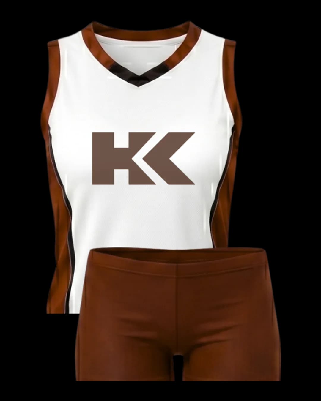 Contrast Trim Volleyball Uniform in Brown