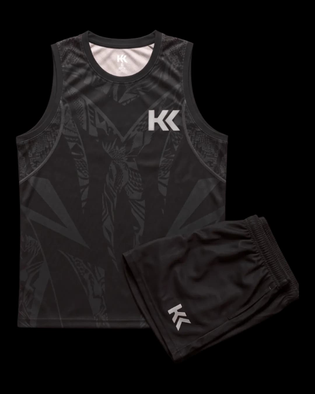 Tonal Print Volleyball Uniform in Black