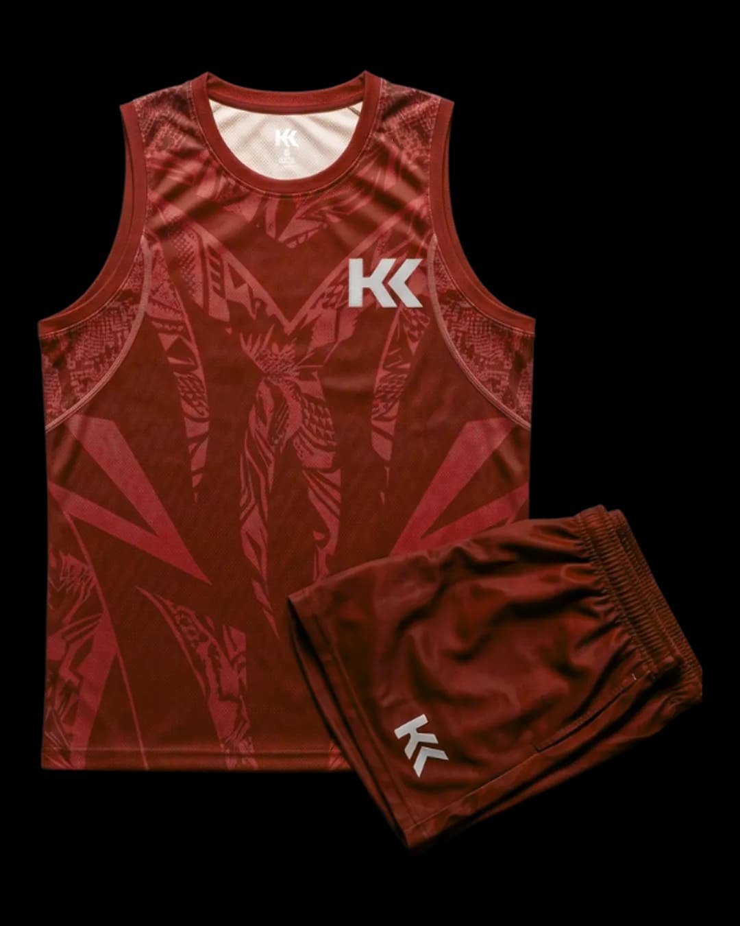 Tonal Print Volleyball Uniform in Red