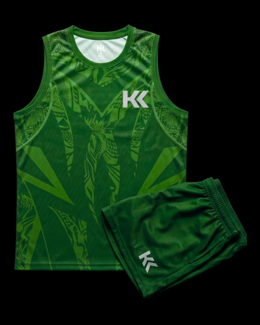 Tonal Print Volleyball Uniform in Bottle Green