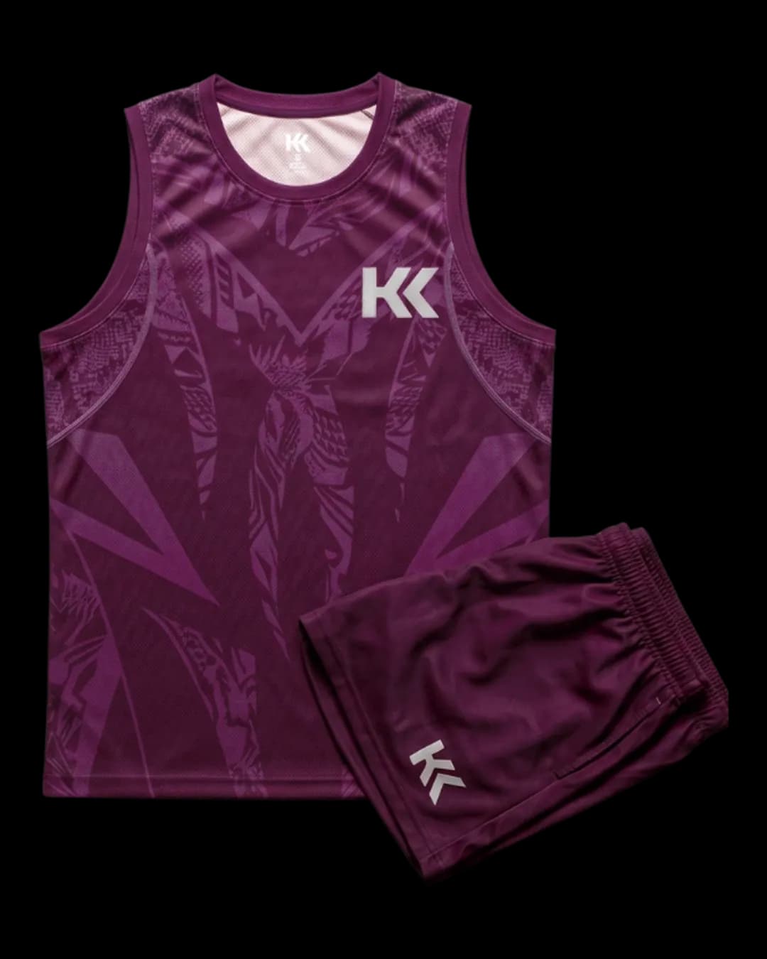 Tonal Print Volleyball Uniform in Burgundy
