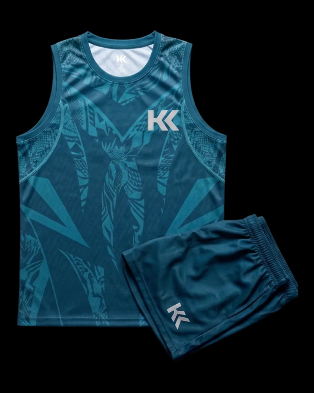 Tonal Print Volleyball Uniform in Teal