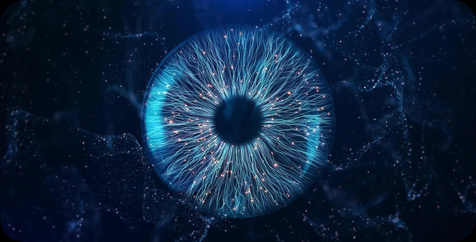 Close-up of a glowing digital eye