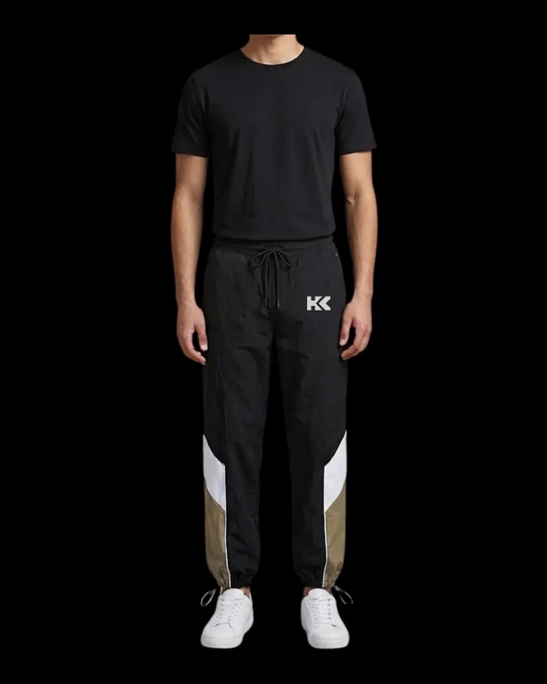 Colour Panel Track Pants worn by a model