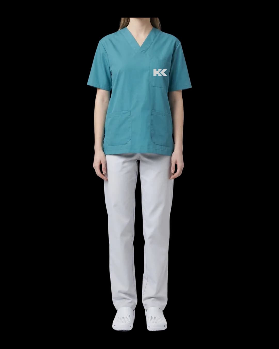 Scrub Top worn by a model